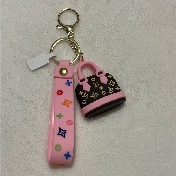 Accessories - Pink and Brown Mini Fashion L V Bag Keychain (D)